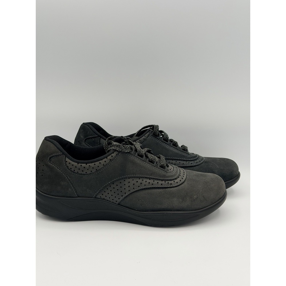 SAS Walk Easy Women's US 7.5M Nero Black Nubuck Comfort Lace-Up Walking Shoes